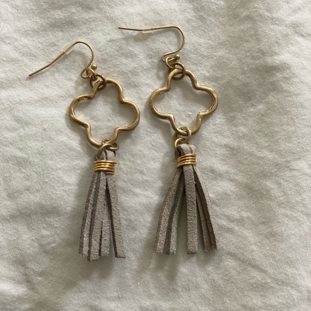 Gray tassel earrings